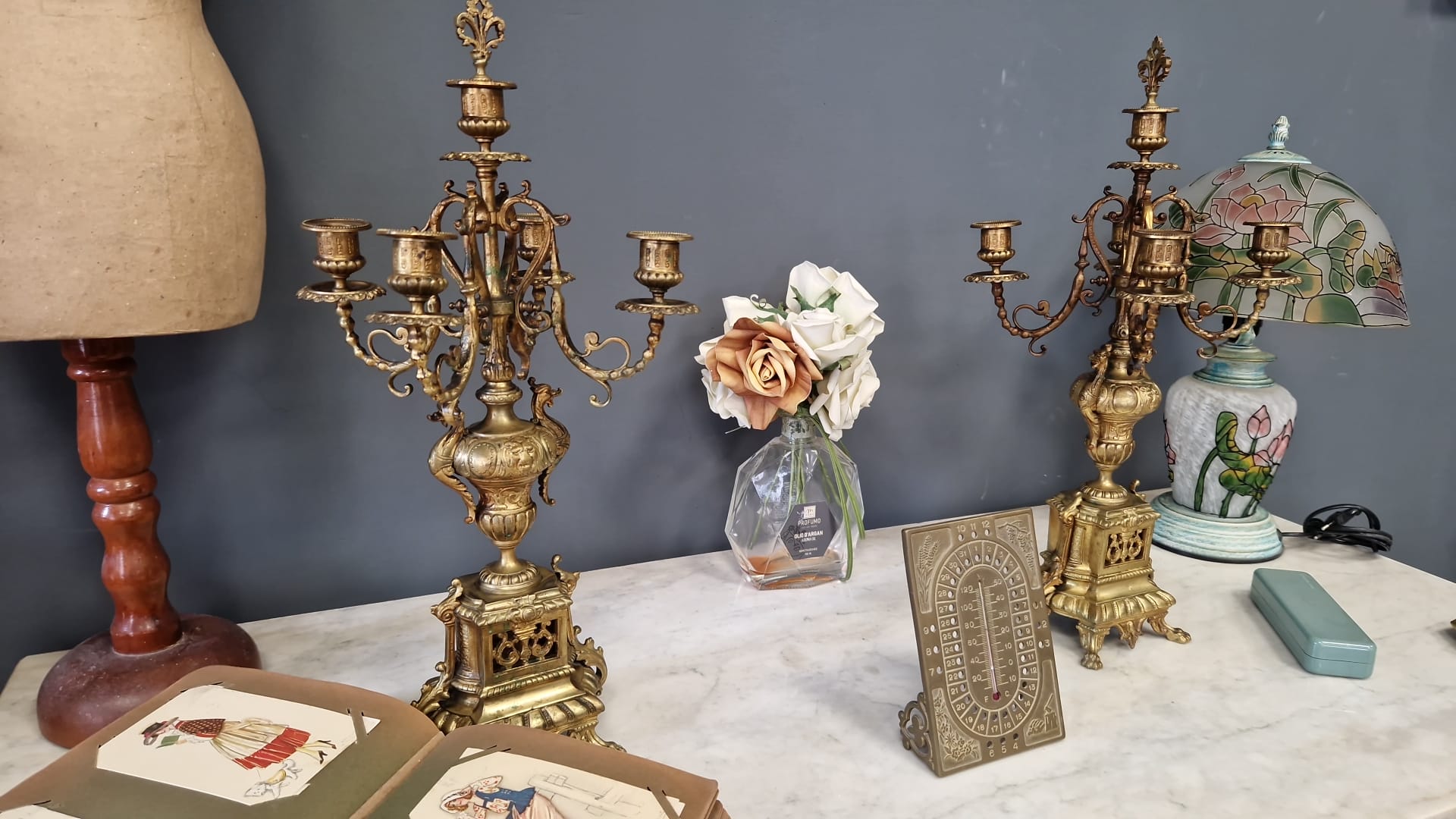 COPPIA DI CANDELABRI 5 FIAMME STILE BAROCCO