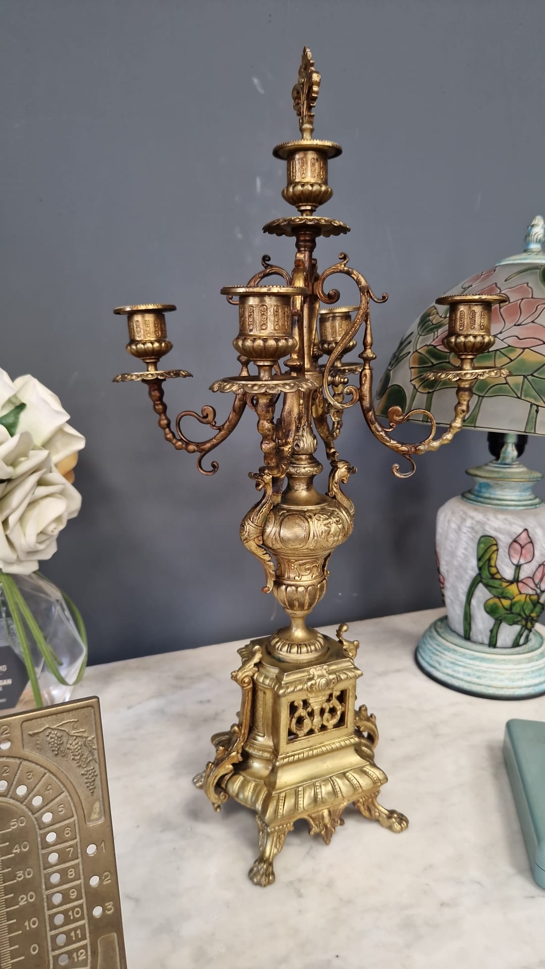 COPPIA DI CANDELABRI 5 FIAMME STILE BAROCCO - immagine 2