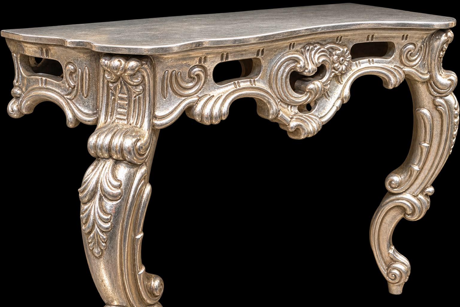 Console argentata in stile barocco veneziano - immagine 2