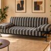 Divano letto vintage di modernariato in metallo e tessuto
